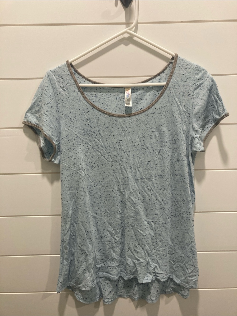 LuLaRoe Light Blue Speckled Scoop Neck Short Sleeve Top